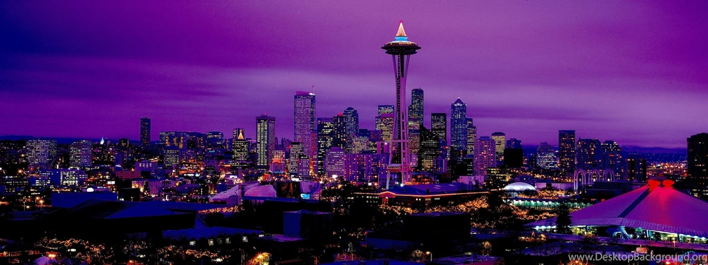 Download Wallpapers Seattle By Night, Washington, USA (3200 X 1200 ...