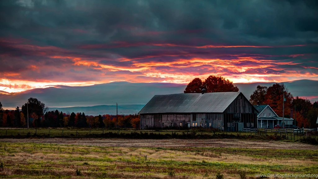 Old Barn House Under Sunset