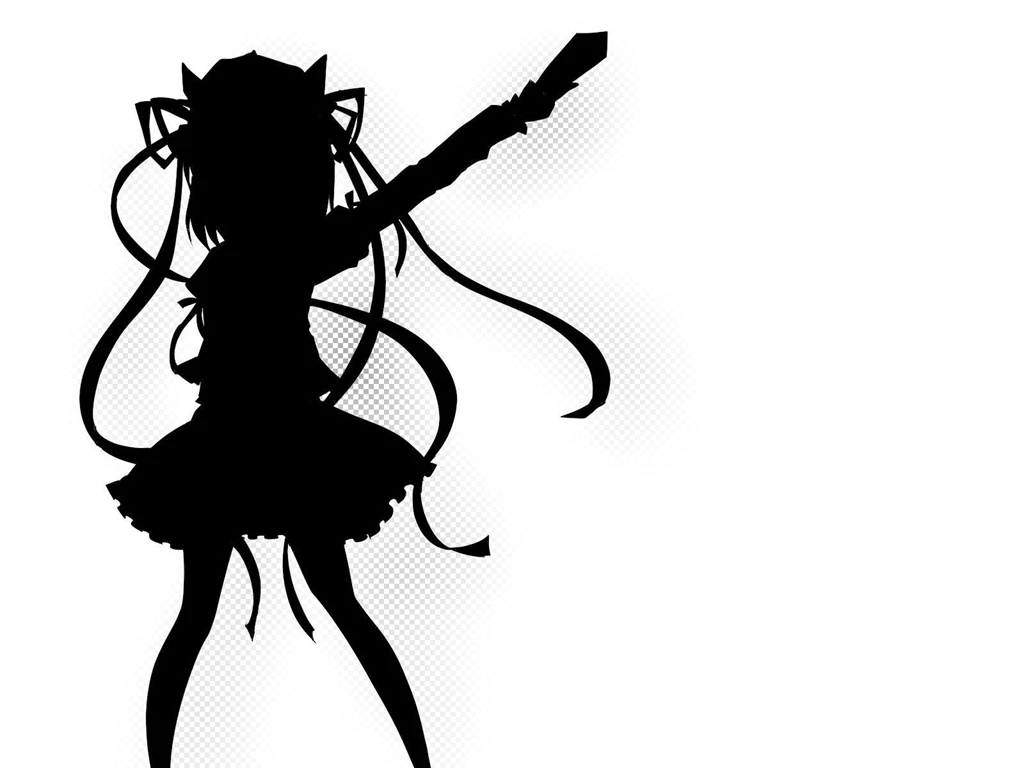 Black And White Touhou Black White Silhouettes Ribbons Short Hair ...