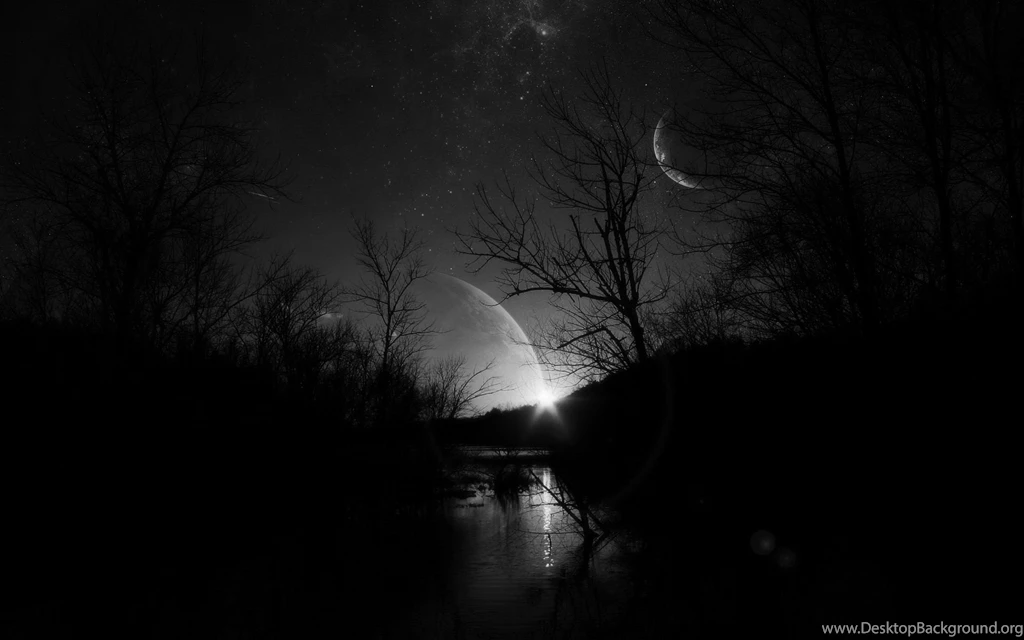 Wallpapers Night, Black, Moon, Stars, Starry Sky Dark At Night.