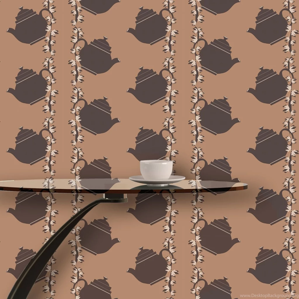 Floral Teapot (Brown) Wallpapers ATADesignsATADesigns