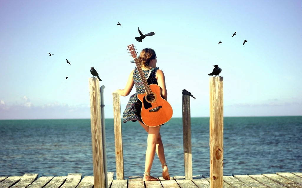 Cute Stylish Girls With Guitar Wallpapers
