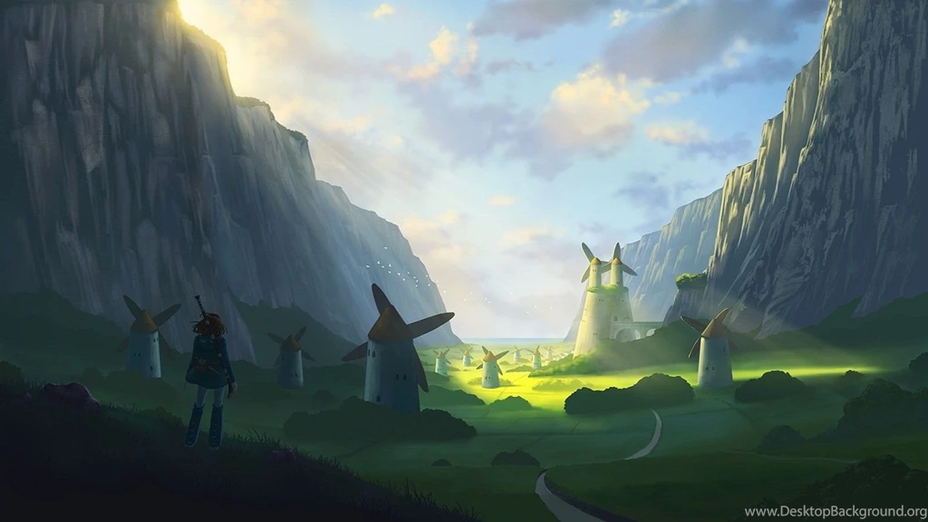Mountain, Landscape, Windmills, Sun Rays, Nausicaa Of The Valley ...