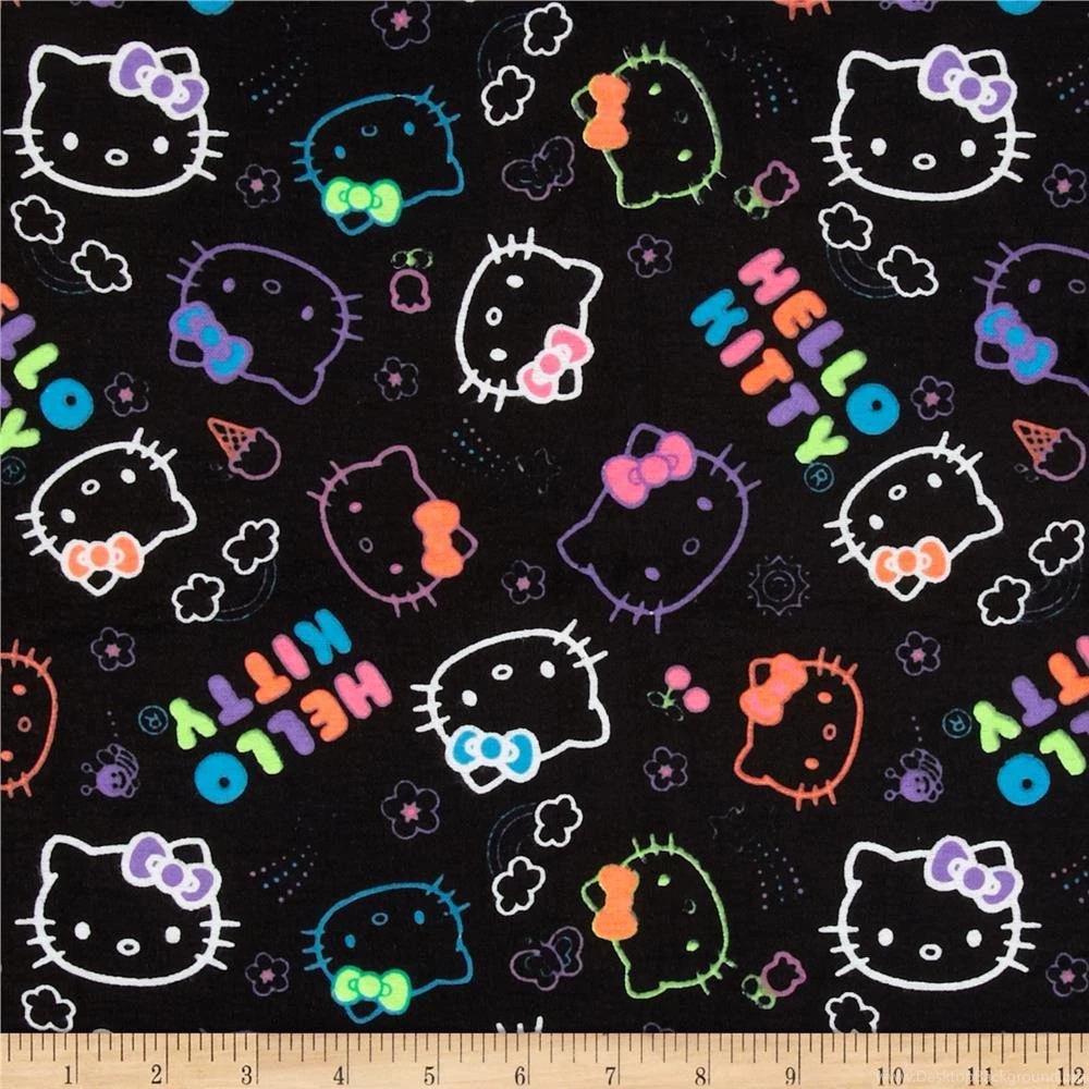 Hello Kitty Flannel Neon Doodle Allover Black Discount Designer ...
