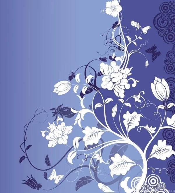 Blue Backgrounds With Flower Art Vector Vector Background, Vector ...
