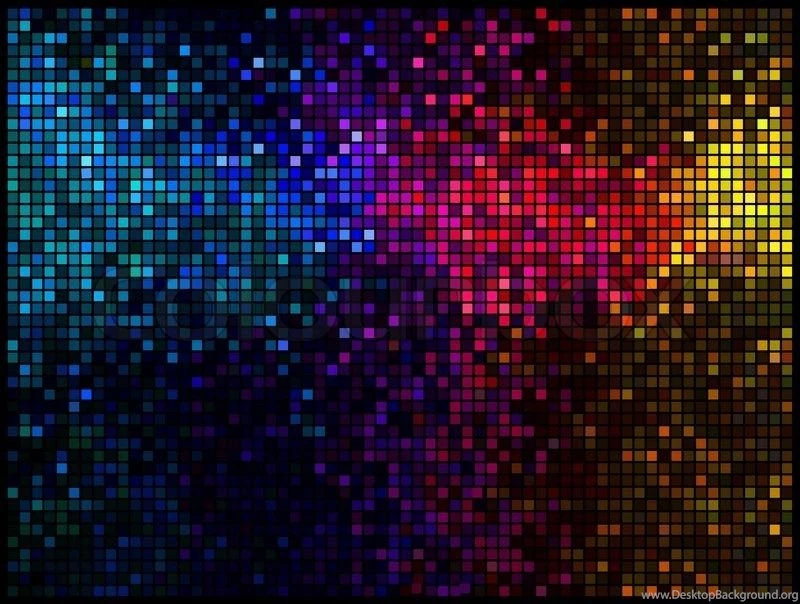 Multicolor Abstract Lights Disco Background. Square Pixel Mosaic ...