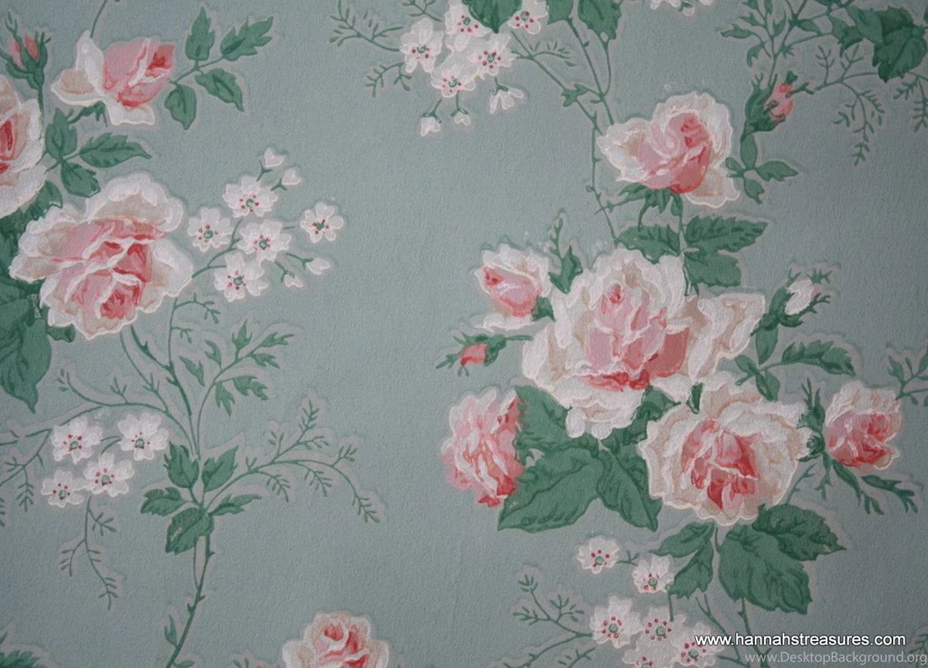 1940's Vintage Wallpapers Beautiful Pink Roses By HannahsTreasures