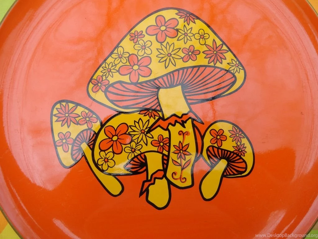 VTG 1970s Mushroom Orange & Yellow Takahashi TRAY Flower Power ...