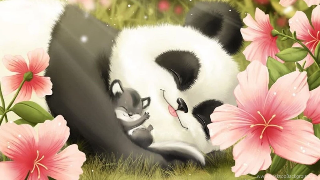 Cute Panda And Cub HD Desktop Wallpapers : Widescreen : High ...