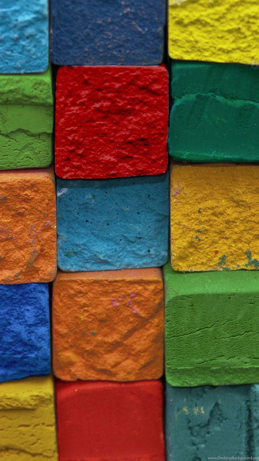 Colorful Brick Wall Green Blue Red
