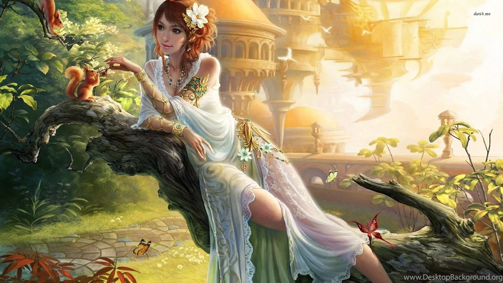 Fairy Sitting On A Tree Trunk Wallpapers   Fantasy Wallpapers