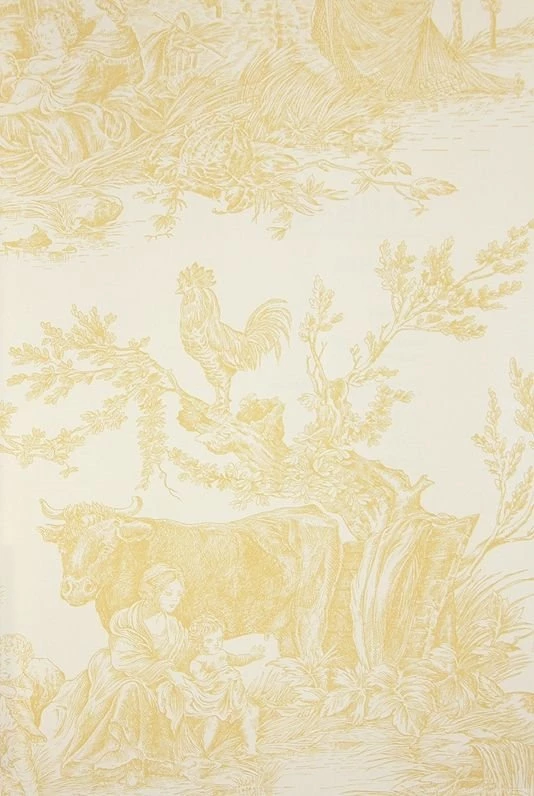 Yellow Toile De Jouy Wallpapers