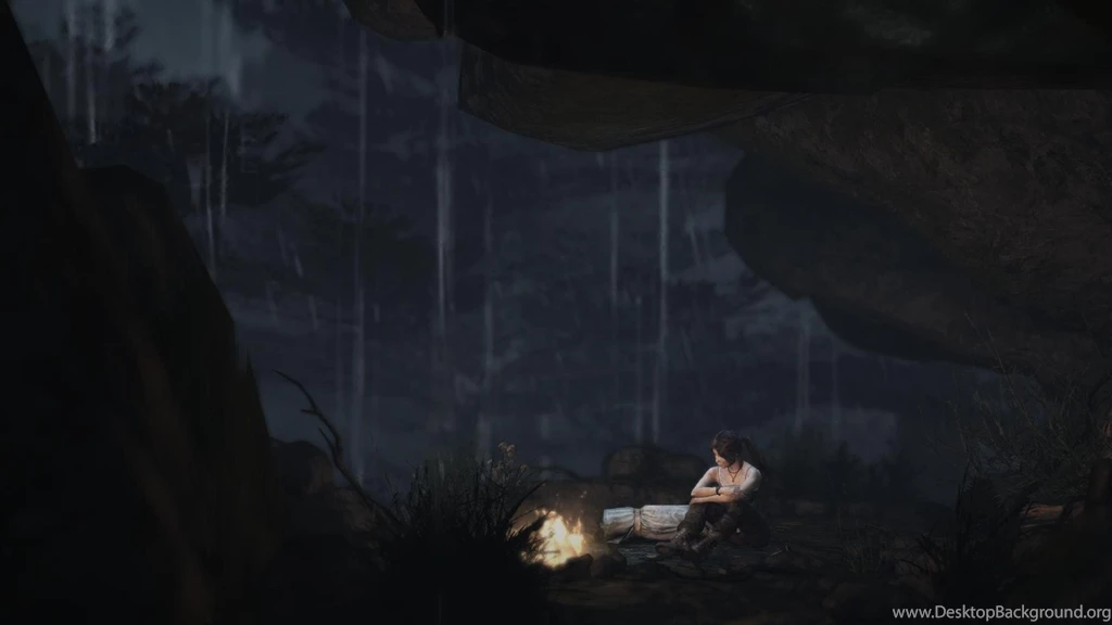 Tomb Raider Lara Croft Fire Fireplace Rain Wallpapers