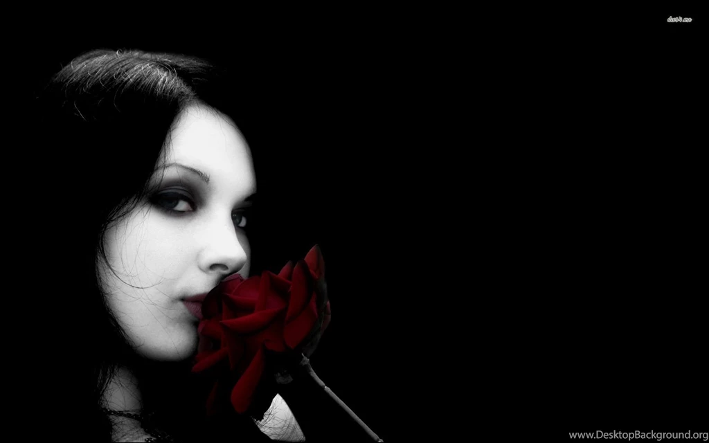 Goth Girl With A Red Rose Wallpapers Digital Art Wallpapers