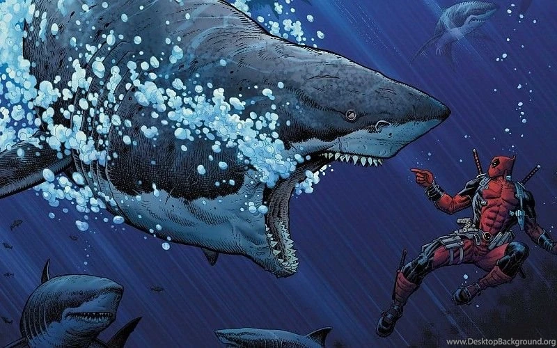 Deadpool Shark Great White Fish Underwater Marvel Free Desktop ...