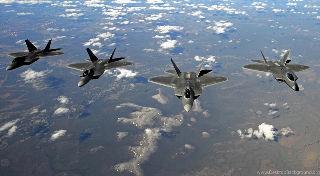 F 22 Raptor Flight Formation Wallpapers Desktop Images