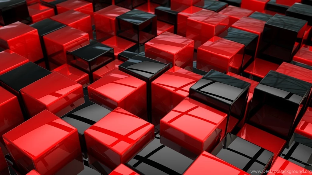3D Red And Black Cubes Wallpapers