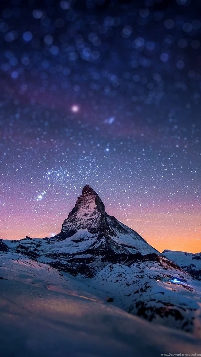 Starry Night With A Mountain iPhone 5 Wallpapers (640x1136)