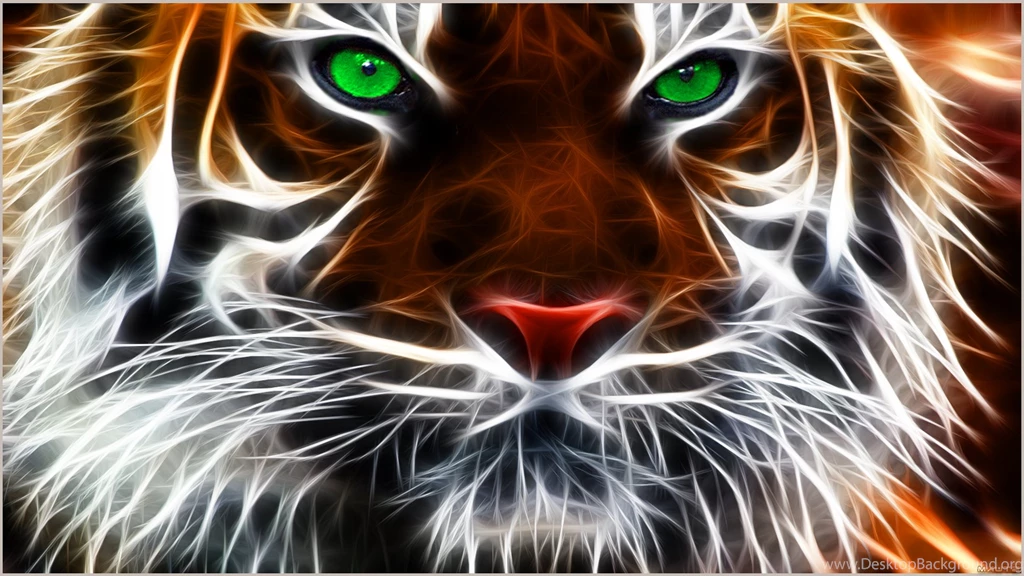 Wallpapers Fractal Tiger Eyes Light Tigers Fractalius Green Bengal ...