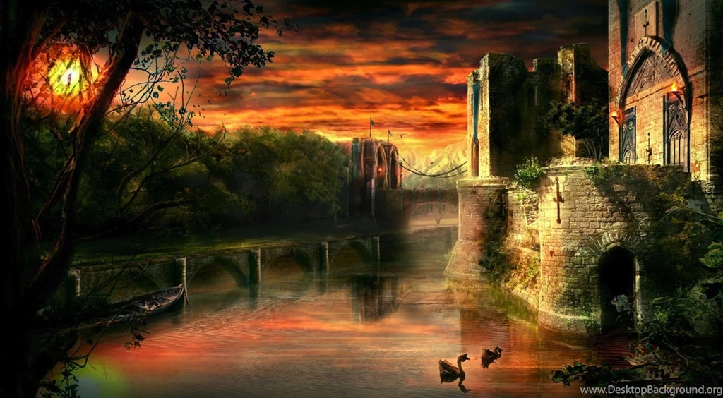 Castle Moat Water Ducks Sky Medieval Free Download Wallpapers ...