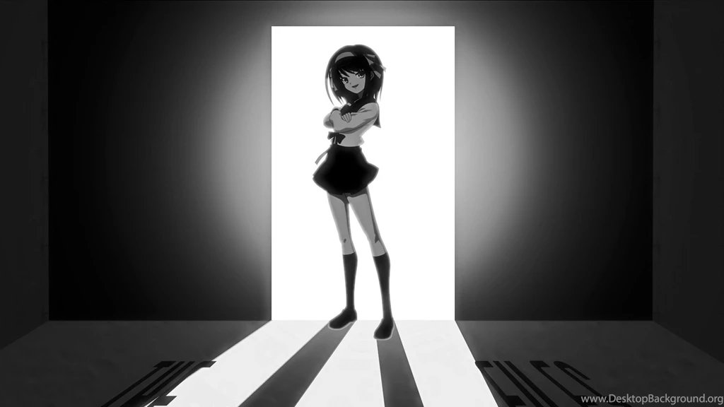 Download Wallpapers 1920x1080 Anime, Black And White, Girl, Pose ...