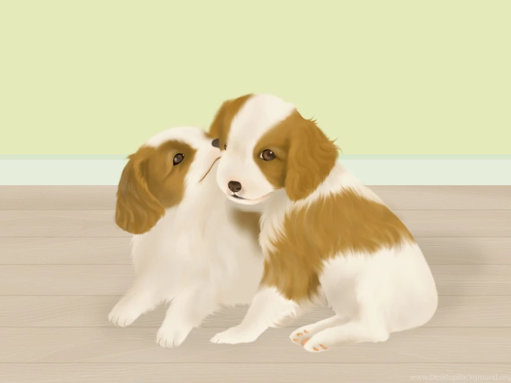 HD Illustration Painting Of Lovable Puppy Dogs 1600x1200 NO.37 ...