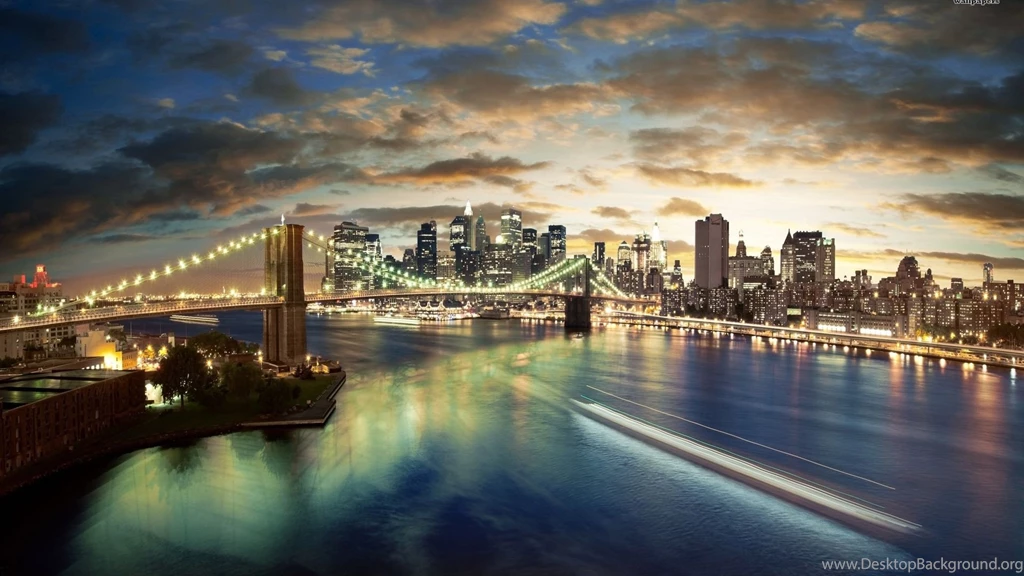 Bridges: Great View Brooklyn Bridge Sundown River City 1brooklyn ...