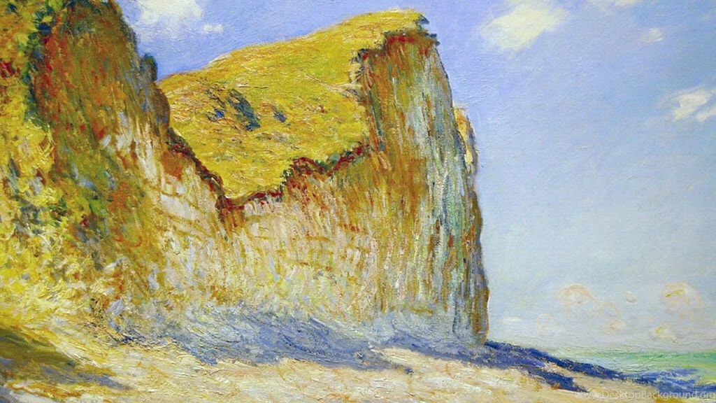 Paintings Beach Cliffs Claude Monet Impressionism Wallpapers ...