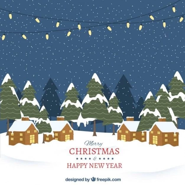 Snowy Christmas Village Backgrounds Vector