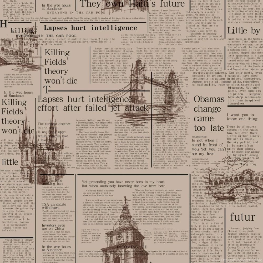 Vintage Vinyl Wallpapers Nostalgic English Letters Newspaper Walls ...