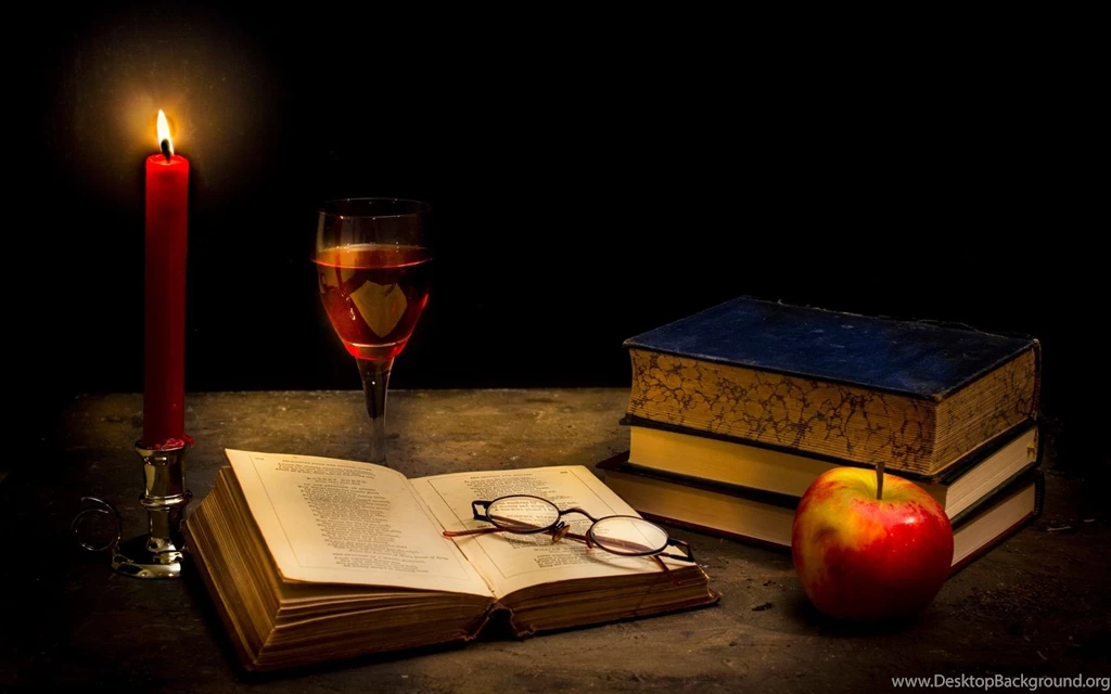 Tranquillity Dark, Candle, Books, Glass, Apple Wallpapers ...