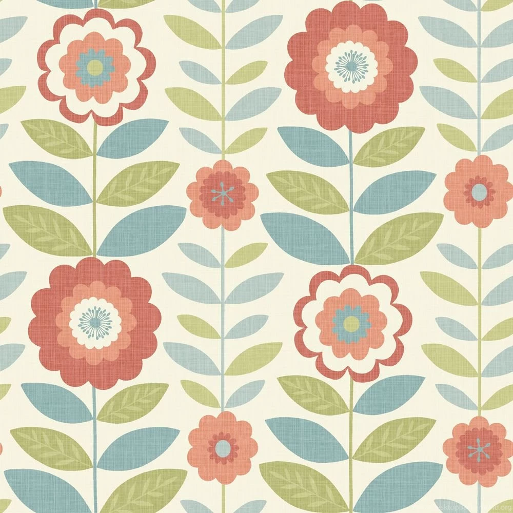 Arthouse Flower Power Coral And Teal Wallpapers At Wilko.com