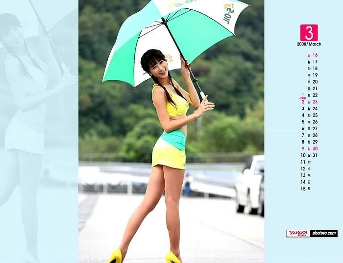 March Calendar: Hot Sexy Car Babes,race Girls37   Wallcoo.net