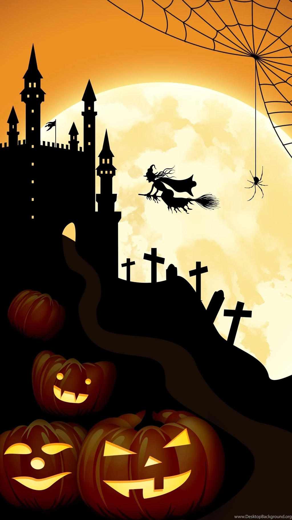 Orange Halloween Night Mobile Wallpapers 20291