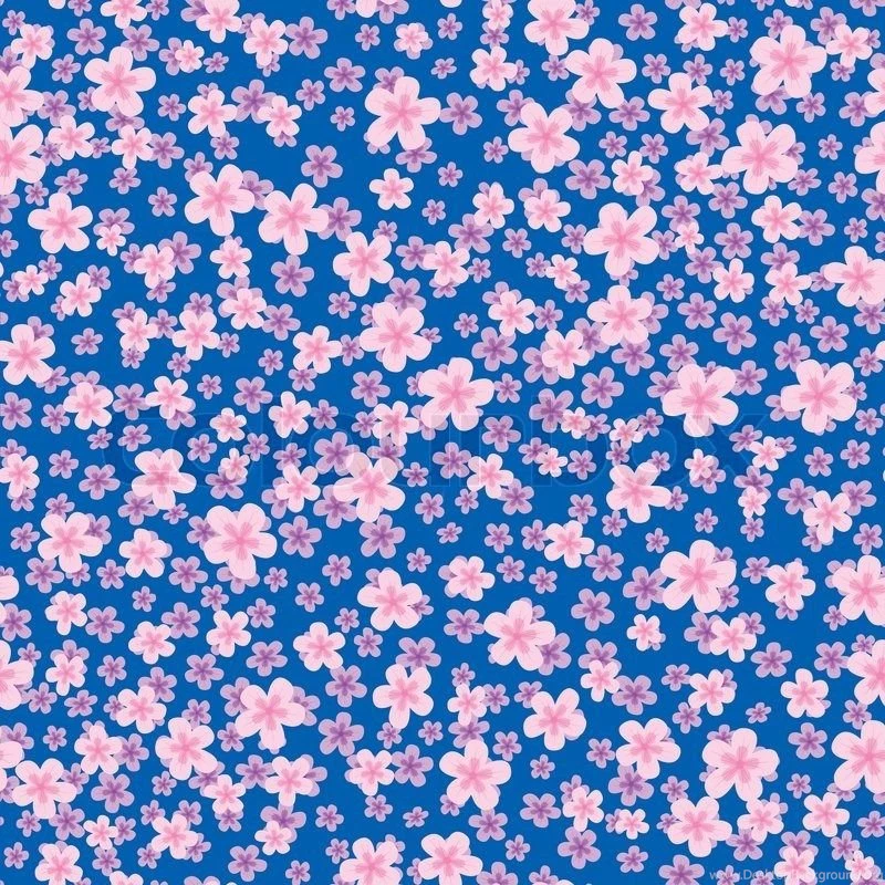 Floral Wallpapers With Small Flowers On Blue Backgrounds Stock Photo