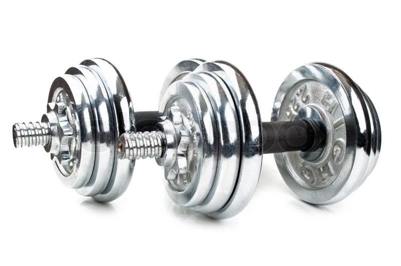 Chromed Fitness Dumbbell Isolated On A White Backgrounds Stock Photo