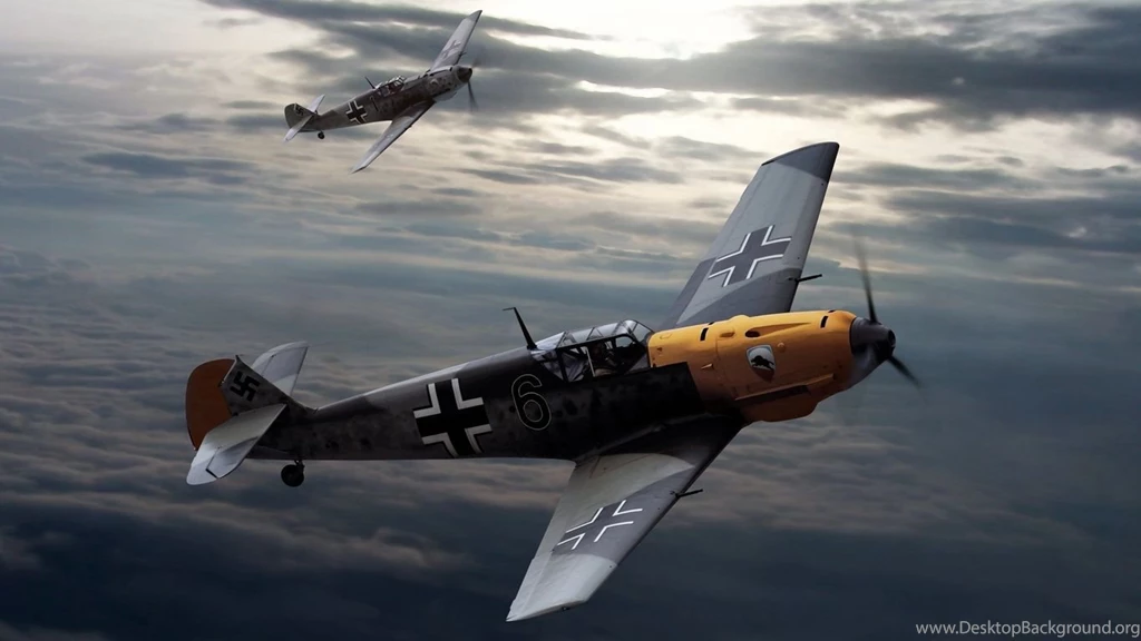 1366x768 Figure, Clouds, Airplanes, Bf.109, The Messerschmitt, The ...