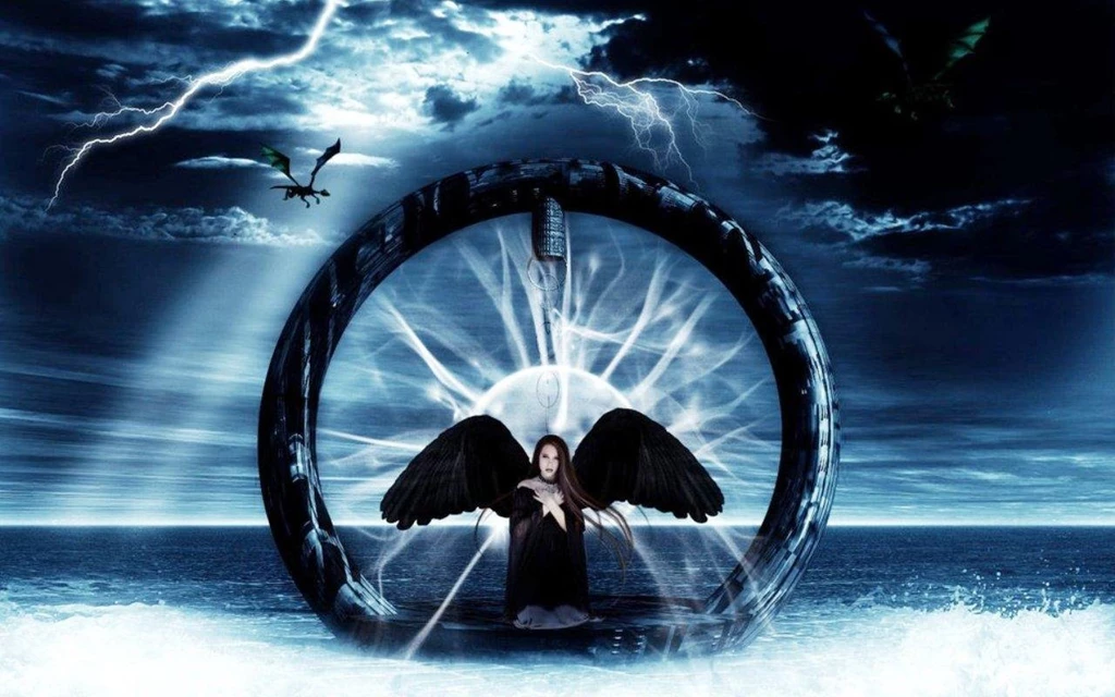 BLACK ANGEL AND DRAGON WALLPAPER   (