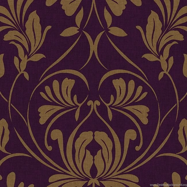 Casablanca Damask Wallpapers In Purple And Gold By Ronald Redding ...