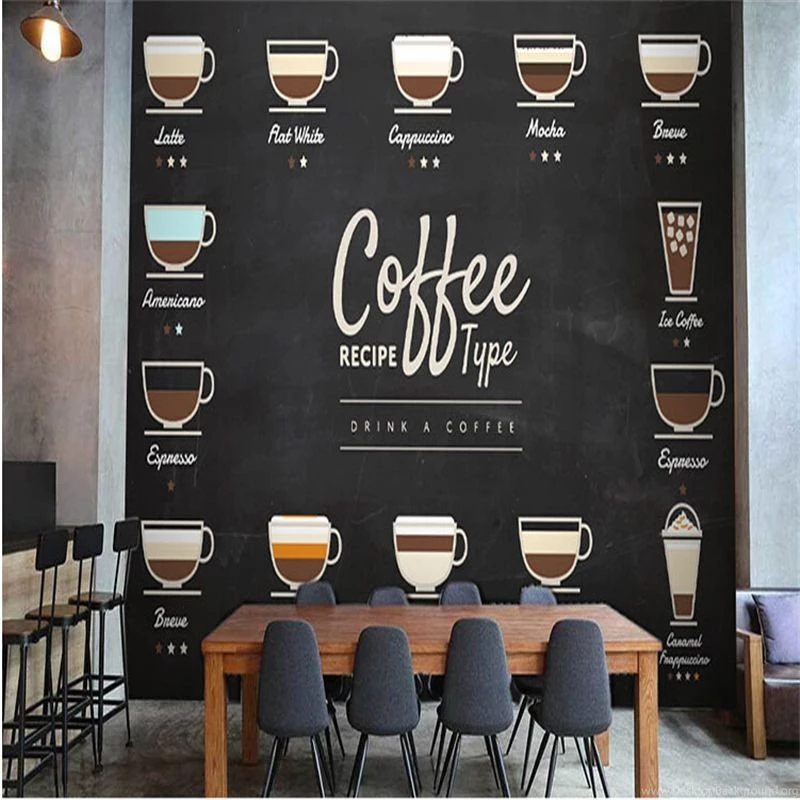 European Fashion Coffee Large Mural Wood Blackboard Wallpapers ...