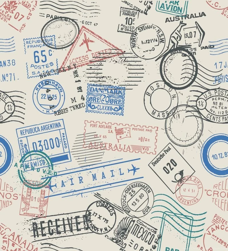 Print A Wallpapers Travel Stamps Wallpapers By Print A Wallpapers ...