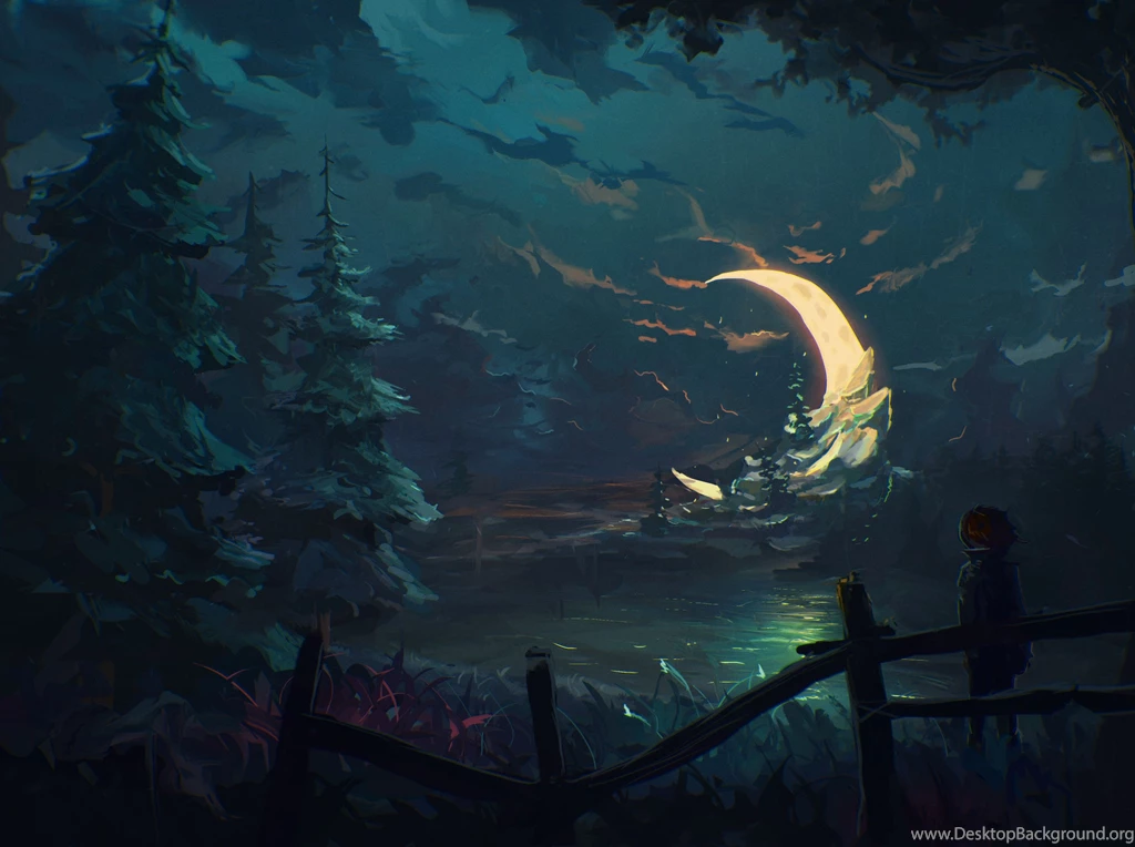 Mountains, Night, Castle, Lights, Snow, Moon   Magic4Walls.com