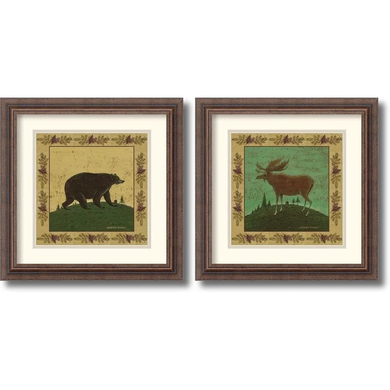 Amanti Art 'Folk Bear And Moose' By Warren Kimble 2 Piece Framed ...