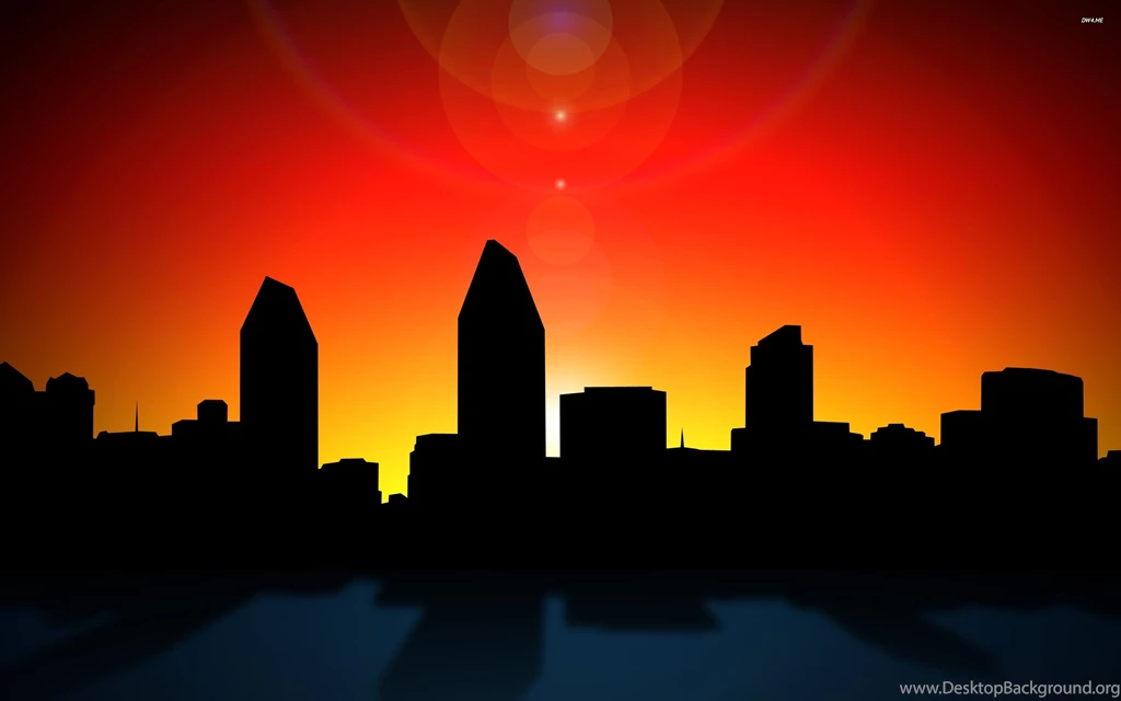 San Diego Skyline, California, Sunset, City, Building, Vector ...