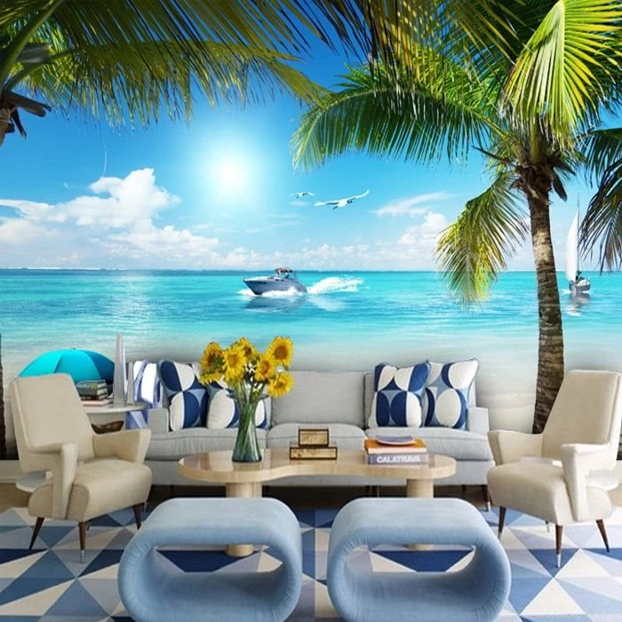 Free Shipping Southeast Asian Tropical Wallpapers Murals Living ...