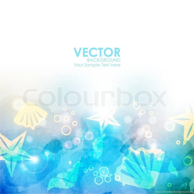 Vector Watercolor Blue Background. Underwater With Seashells And ...