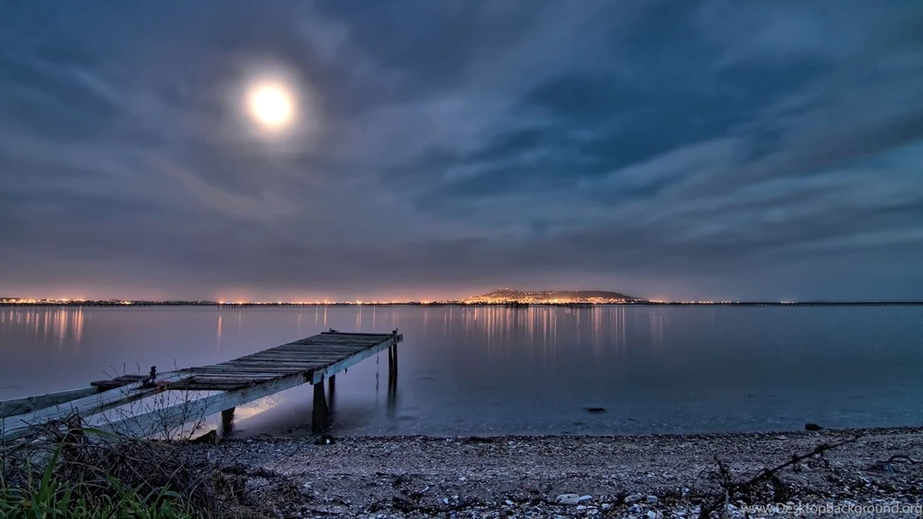 Amazing Bridge On Sea Beach Night View With Moon Light Mac ...
