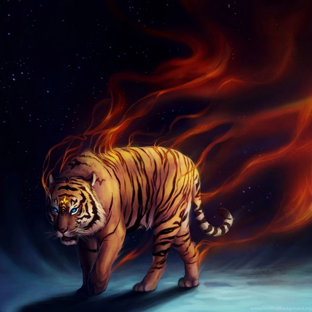 Download Wallpapers 2048x2048 Tiger, Abstract, Moon, Art New iPad ...