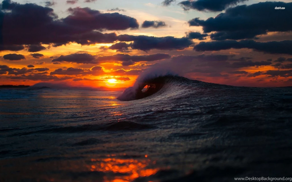 Foamy Waves In The Sunrise Wallpapers