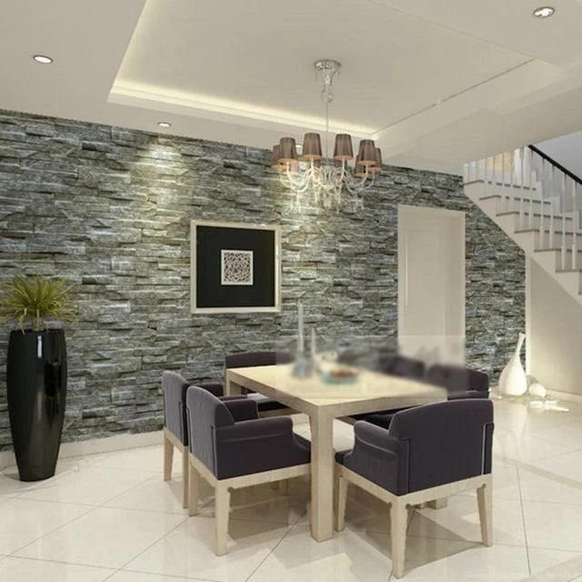 10M Hot Sale 3D Embossed Stone PVC Wallpapers Living Room Backdrop ...
